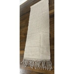 Women's Baby Alpaca Tan Scarf With Fringe Cozy Winter Old Money